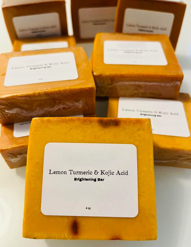Findglee Lemon Turmeric & Kojic Acid Brightening Bar Soap for Dark Spots and Even Skin