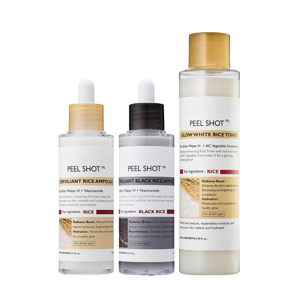 Findglee Peel Shot Korean Skincare Set with Niacinamide & Rice Toner for Dull Skin