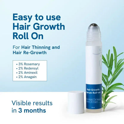 Findglee Hair Growth Serum Roll-On with Rosemary, Redensyl & Peptides