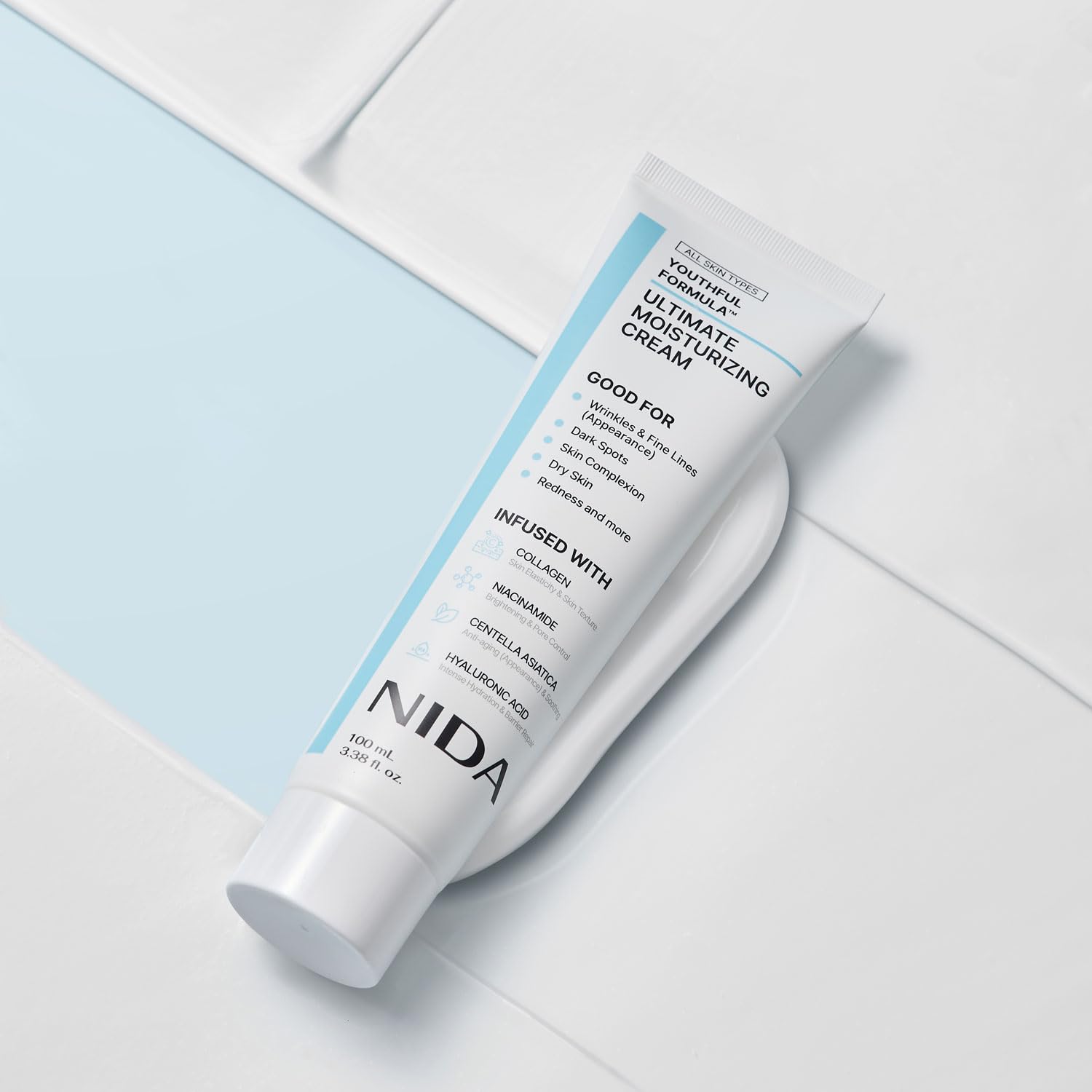 Findglee NIDA Youthful Formula Dry Skin Moisturizer with Hyaluronic Acid, Niacinamide & Collagen