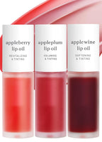 Findglee Korean Lip Oil Trio – Appleberry, Appleplum & Applewine, Sheer Tinted Gloss Set