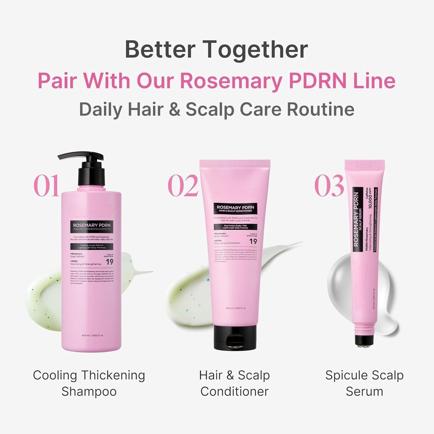 Findglee Rosemary PDRN Hair and Scalp Care Set with Thickening Shampoo, Conditioner and PDRN Stick