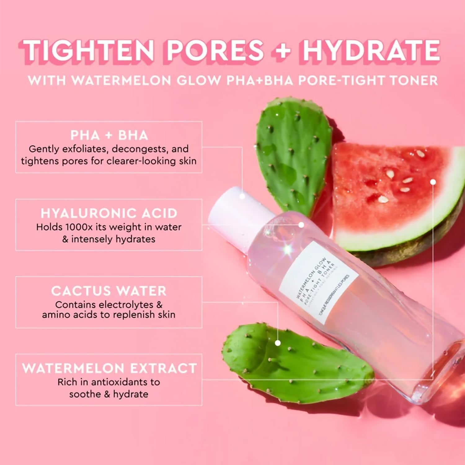 Findglee PHA + BHA Pore Tight Toner with Watermelon Extract & Glycerin for Pore