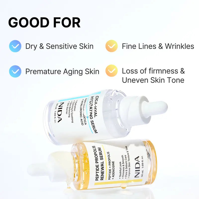 Findglee NIDA Hydrating Serum Duo with Peptides & Hyaluronic Acid for Fine Lines