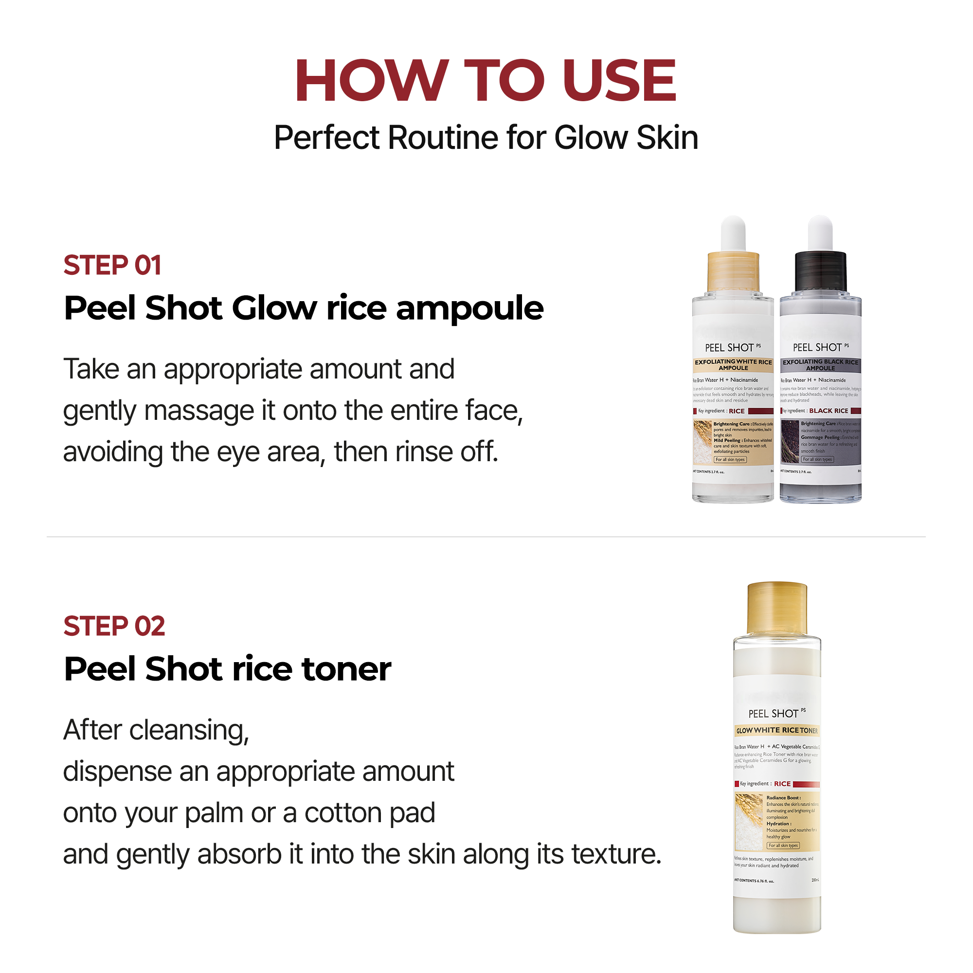 Findglee Peel Shot Korean Skincare Set with Niacinamide & Rice Toner for Dull Skin