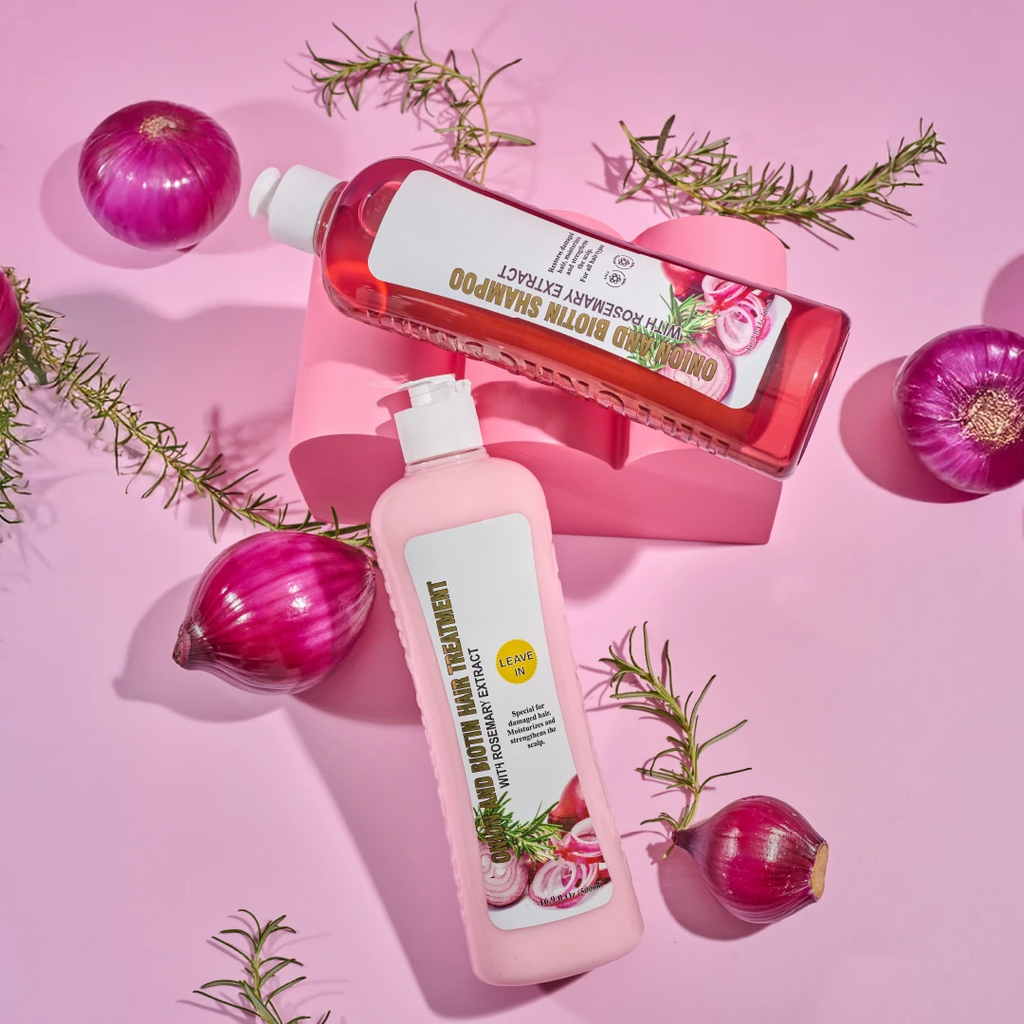 Findglee Onion Biotin & Rosemary Shampoo + Treatment Set for Thicker, Fuller Hair