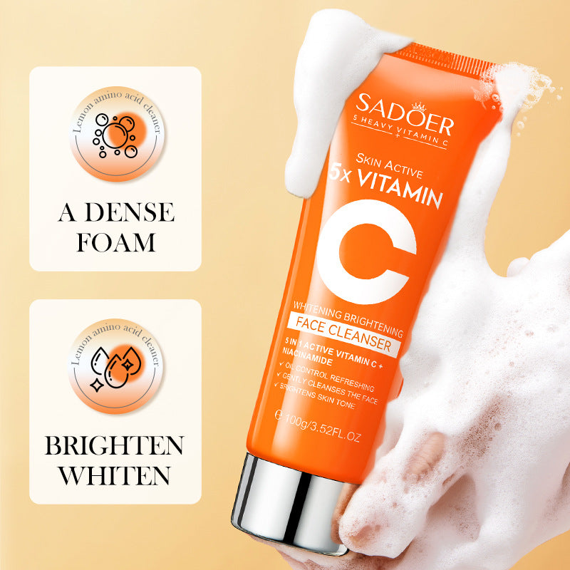 Findglee Korean 5X Vitamin C Skincare Set with Cleanser, Toner, Serum, Lotion, Eye and Face Cream