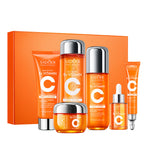 Findglee Korean 5X Vitamin C Skincare Set with Cleanser, Toner, Serum, Lotion, Eye and Face Cream