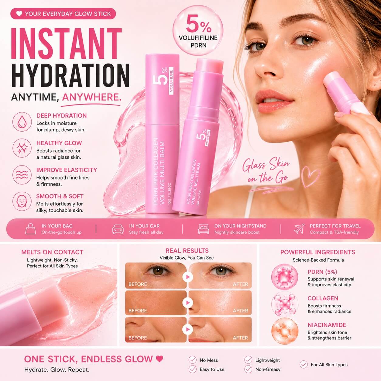 PDRN Pink Volufiline Balm & Caffeine Collagen Eye Patch Set