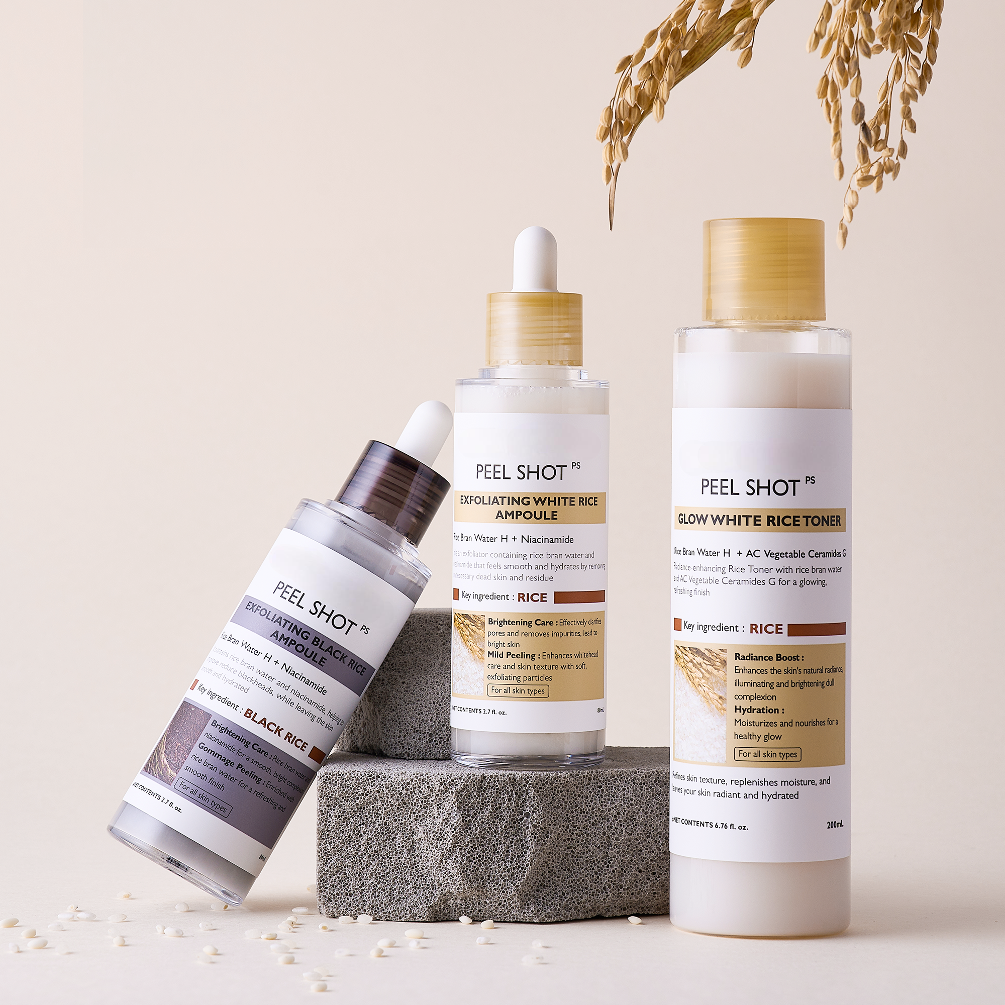 Findglee Peel Shot Korean Skincare Set with Niacinamide & Rice Toner for Dull Skin