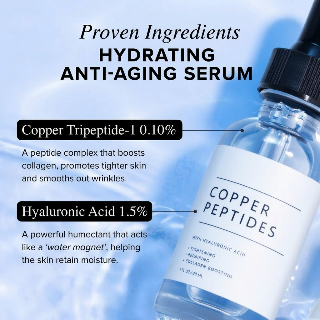 Findglee Copper Peptides GHK Firming Serum with Hyaluronic Acid for Fine Lines & Elasticity