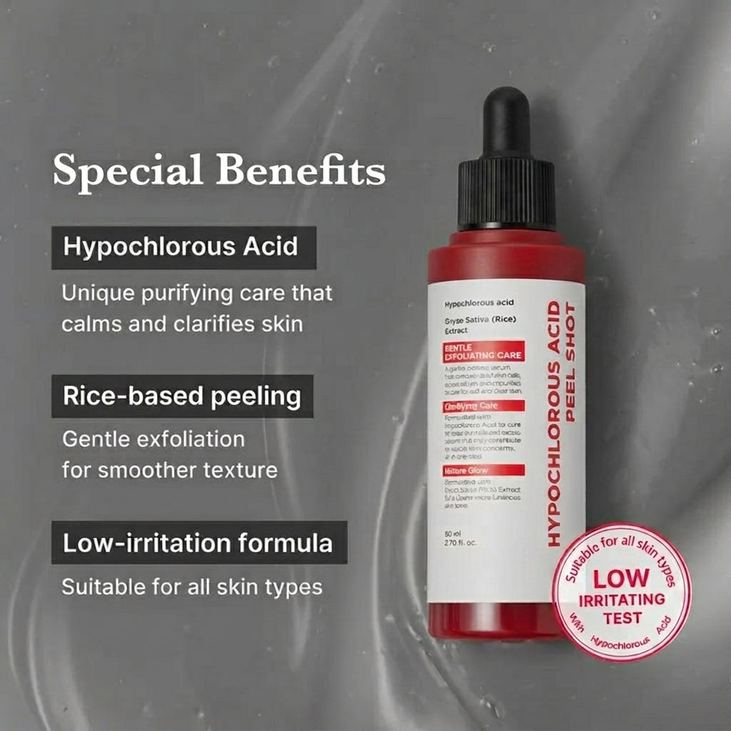 Findglee Hypochlorous Acid Peel Shot Duo with Panthenol for Exfoliation & Skin Texture