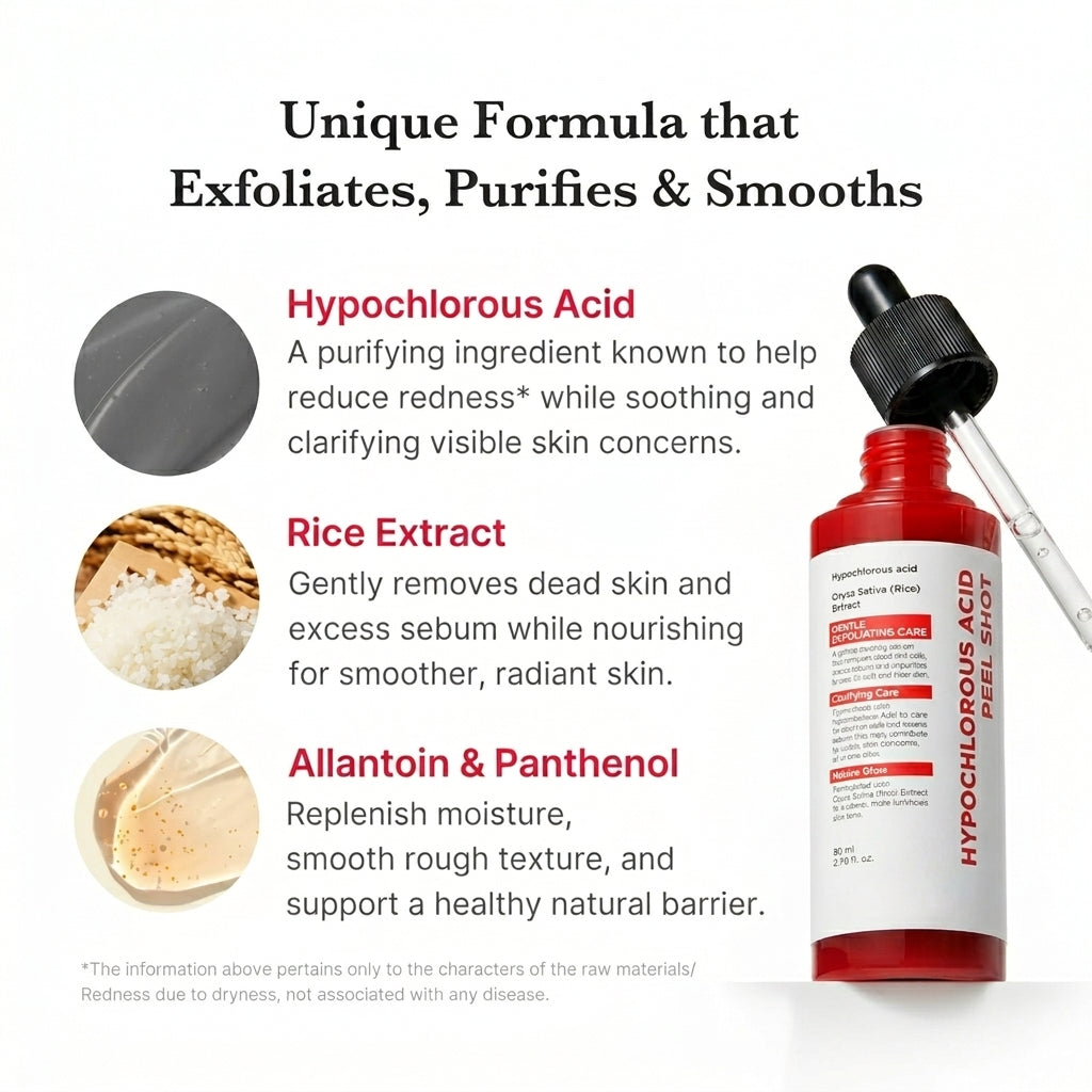 Findglee Hypochlorous Acid Peel Shot Duo with Panthenol for Exfoliation & Skin Texture