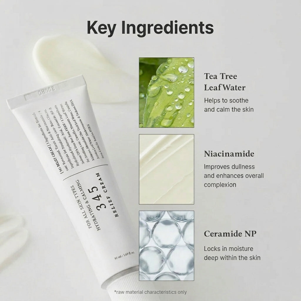 Findglee 345 Relief Cream Ceramide Moisturizer with Niacinamide for Sensitive Skin & Blemishes