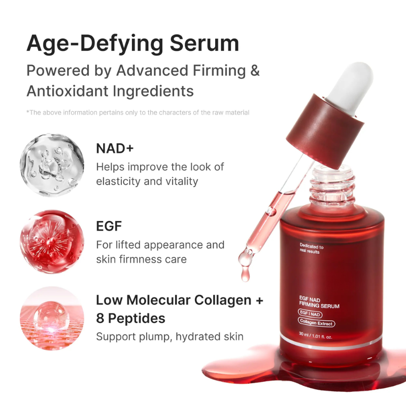 Findglee NAD+ EGF Korean Skincare Firming Serum with Collagen & Peptides for Fine Lines and Elasticity