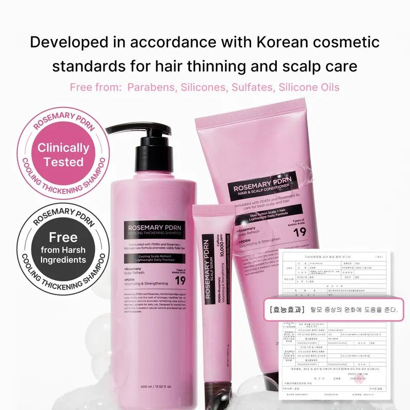 Findglee Rosemary PDRN Hair and Scalp Care Set with Thickening Shampoo, Conditioner and PDRN Stick