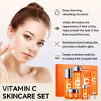 Findglee Korean 5X Vitamin C Skincare Set with Cleanser, Toner, Serum, Lotion, Eye and Face Cream