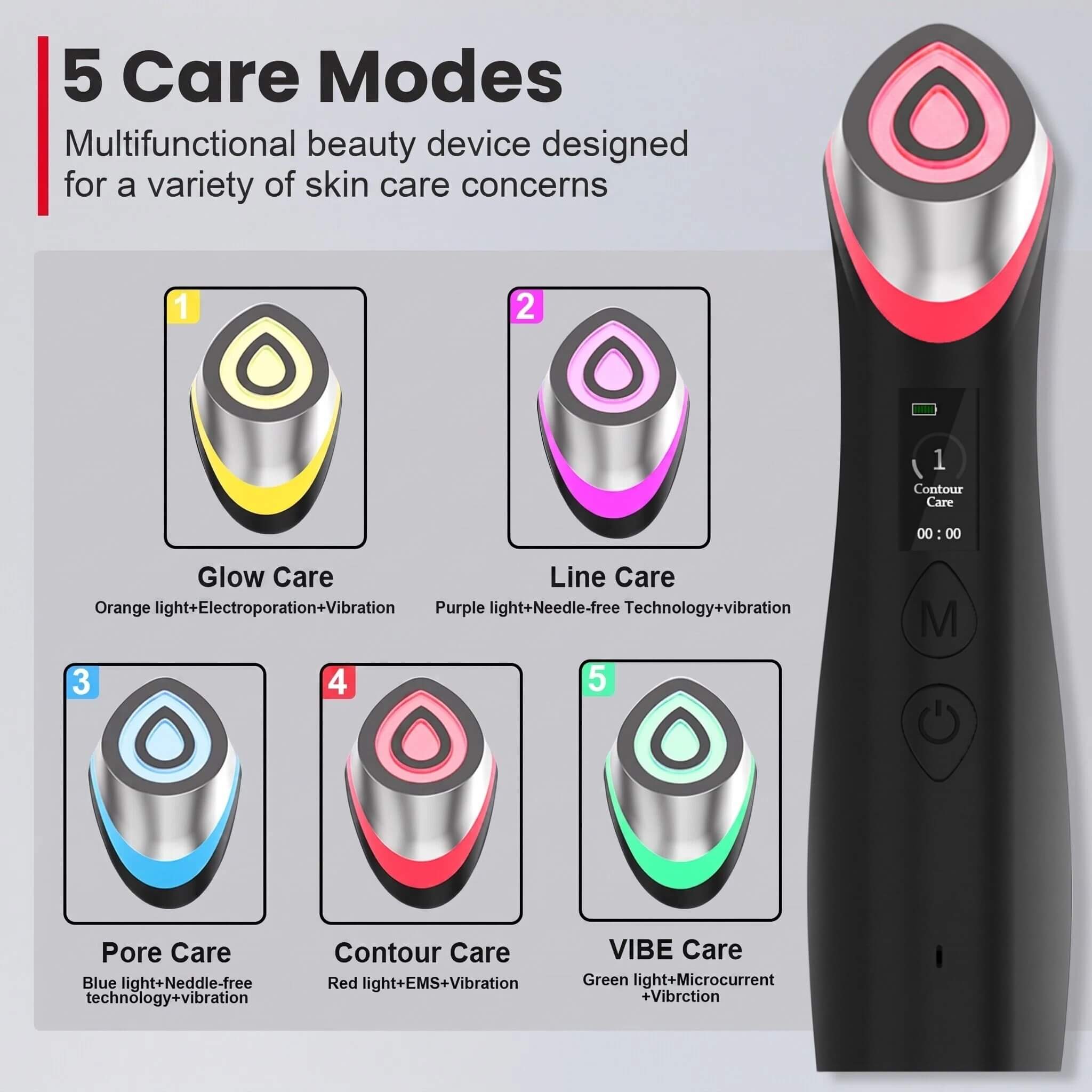 FindGlee™ Age-R Booster Pro 5-in-1 Multi-Function Facial Beauty Device