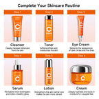 Findglee Korean 5X Vitamin C Skincare Set with Cleanser, Toner, Serum, Lotion, Eye and Face Cream