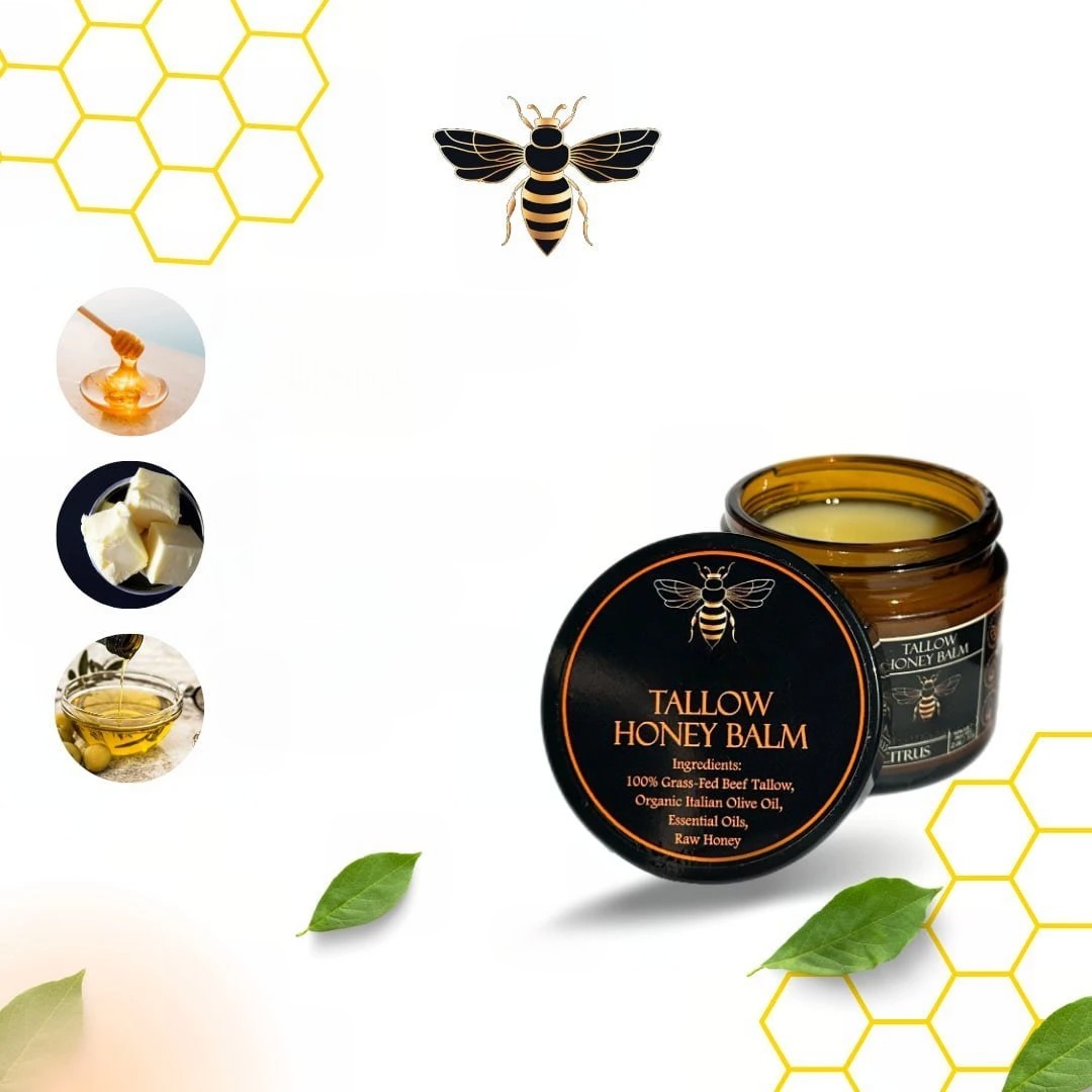 Findglee Tallow Honey Balm with Raw Honey & Olive Oil for Dry Skin